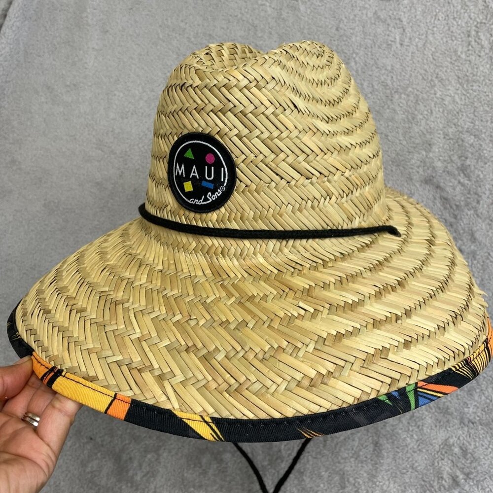 NWOT Maui Men's Straw Sun Bucket Hat Hawaiian Tropical i172 - Picture 5 of 9